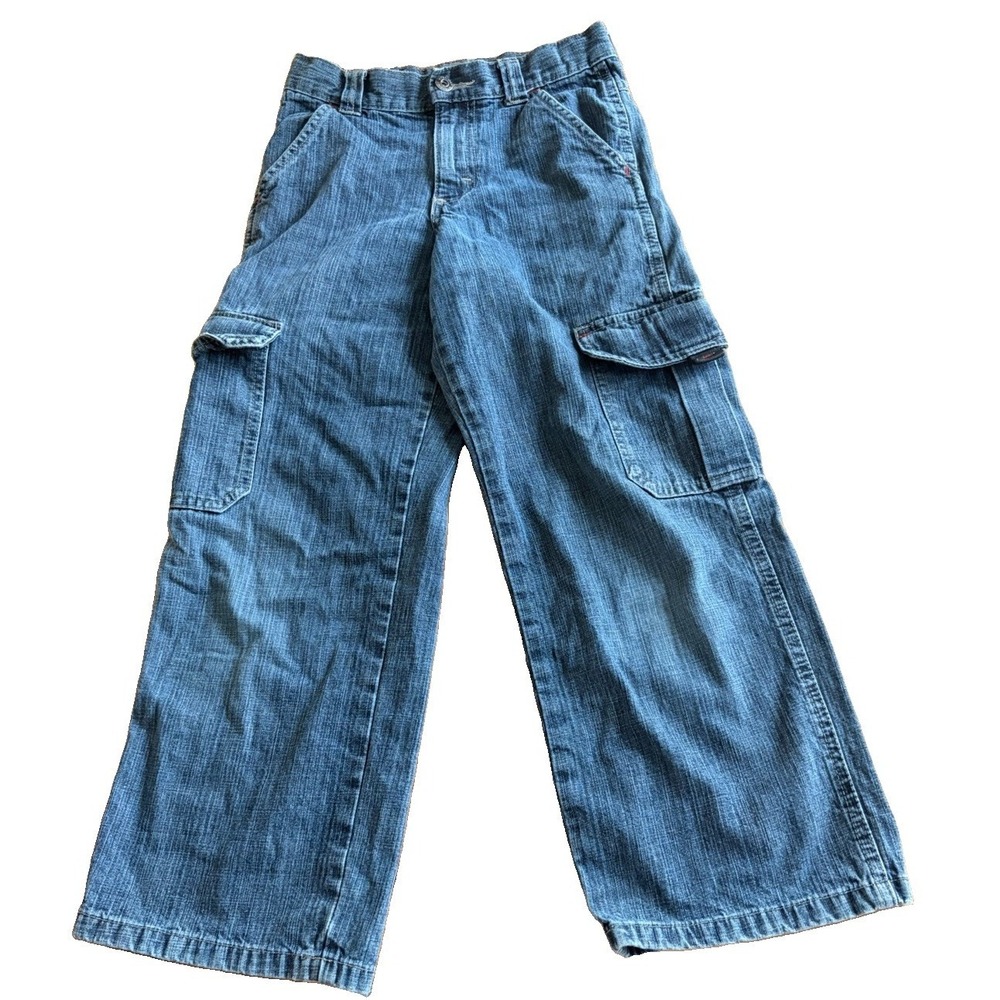 VTG Y2k Wrangler Cargo Jeans Baggy Skate Grunge Boys Size 10 100% Cotton EUC